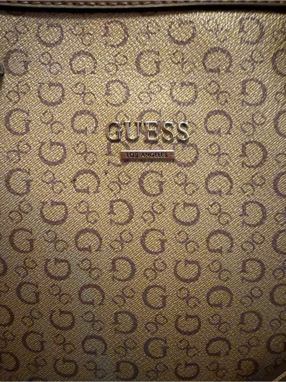 GUESS Brown Signature Satchel with Braided Handles and Tassel - Picture 2 of 5